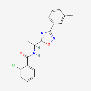 2-chloro-N-(1-(3-(m-tolyl)-1,2,4-oxadiazol-5-yl)ethyl)benzamide
