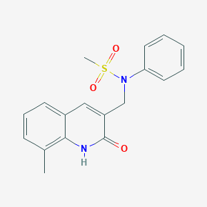 molecular formula C18H18N2O3S B7686485 N-((2-hydroxy-8-methylquinolin-3-yl)methyl)-N-phenylmethanesulfonamide 