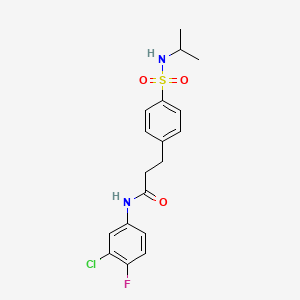 molecular formula C18H20ClFN2O3S B7686491 N-(3-chloro-4-fluorophenyl)-3-(4-(N-isopropylsulfamoyl)phenyl)propanamide 