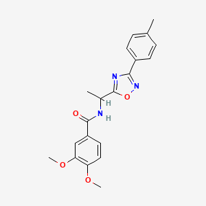 molecular formula C20H21N3O4 B7686501 3,4-dimethoxy-N-(1-(3-(p-tolyl)-1,2,4-oxadiazol-5-yl)ethyl)benzamide 