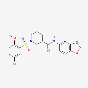 molecular formula C21H23ClN2O6S B7686512 1-[1-(5-chloro-2-ethoxybenzenesulfonyl)piperidine-4-carbonyl]-4-methylpiperazine 