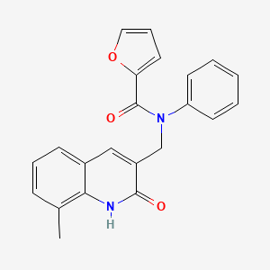 molecular formula C22H18N2O3 B7686537 N-((2-hydroxy-8-methylquinolin-3-yl)methyl)-N-phenylfuran-2-carboxamide 