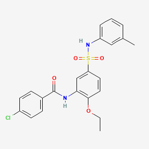 molecular formula C22H21ClN2O4S B7686544 4-chloro-N-(2-ethoxy-5-(N-(m-tolyl)sulfamoyl)phenyl)benzamide 