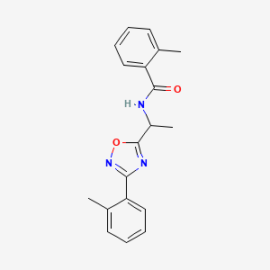 molecular formula C19H19N3O2 B7686556 2-methyl-N-(1-(3-(o-tolyl)-1,2,4-oxadiazol-5-yl)ethyl)benzamide 