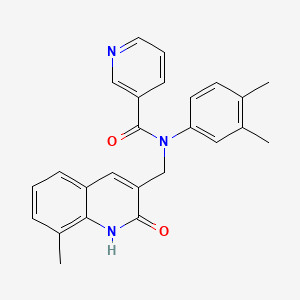 N-(3,4-dimethylphenyl)-N-((2-hydroxy-8-methylquinolin-3-yl)methyl)nicotinamide