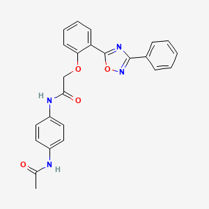 molecular formula C24H20N4O4 B7686594 N-(4-acetamidophenyl)-2-(2-(3-phenyl-1,2,4-oxadiazol-5-yl)phenoxy)acetamide 