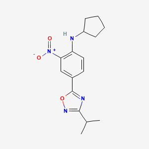 molecular formula C16H20N4O3 B7686599 N-cyclopentyl-4-(3-isopropyl-1,2,4-oxadiazol-5-yl)-2-nitroaniline 