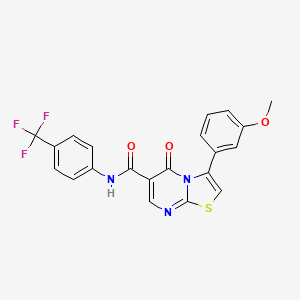 molecular formula C21H14F3N3O3S B7686606 N-[(4-chlorophenyl)methyl]-3-(3-methoxyphenyl)-5-oxo-5H-[1,3]thiazolo[3,2-a]pyrimidine-6-carboxamide 