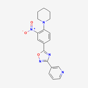 molecular formula C18H17N5O3 B7686627 5-(3-nitro-4-(piperidin-1-yl)phenyl)-3-(pyridin-3-yl)-1,2,4-oxadiazole 
