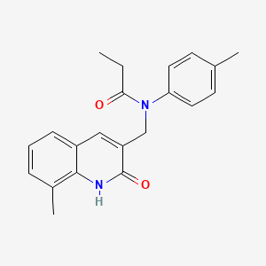 molecular formula C21H22N2O2 B7686655 N-((2-hydroxy-8-methylquinolin-3-yl)methyl)-N-(p-tolyl)propionamide 