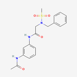 molecular formula C18H21N3O4S B7686689 N-(3-acetamidophenyl)-2-(N-benzylmethylsulfonamido)acetamide 