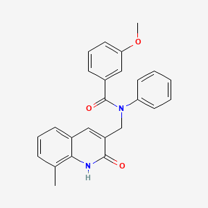 molecular formula C25H22N2O3 B7686701 N-((2-hydroxy-8-methylquinolin-3-yl)methyl)-3-methoxy-N-phenylbenzamide 
