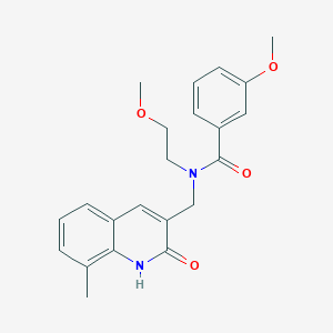 molecular formula C22H24N2O4 B7686709 N-((2-hydroxy-8-methylquinolin-3-yl)methyl)-3-methoxy-N-(2-methoxyethyl)benzamide 