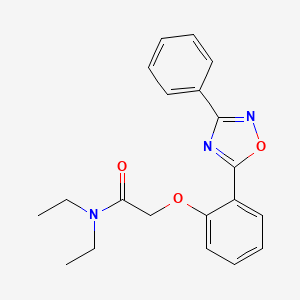 molecular formula C20H21N3O3 B7686766 N,N-diethyl-2-(2-(3-phenyl-1,2,4-oxadiazol-5-yl)phenoxy)acetamide 
