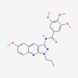 molecular formula C24H26N4O5 B7686816 3,4,5-trimethoxy-N-(6-methoxy-1-propyl-1H-pyrazolo[3,4-b]quinolin-3-yl)benzamide 