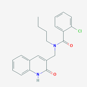 molecular formula C21H21ClN2O2 B7686845 N-butyl-2-chloro-N-((2-hydroxyquinolin-3-yl)methyl)benzamide 