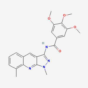 molecular formula C22H22N4O4 B7686866 N-(1,8-dimethyl-1H-pyrazolo[3,4-b]quinolin-3-yl)-3,4,5-trimethoxybenzamide 