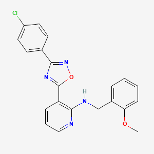 molecular formula C21H17ClN4O2 B7686885 3-(3-(4-chlorophenyl)-1,2,4-oxadiazol-5-yl)-N-(2-methoxybenzyl)pyridin-2-amine 