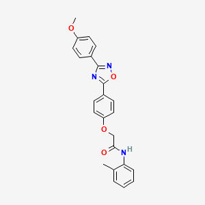 molecular formula C24H21N3O4 B7686905 2-(4-(3-(4-methoxyphenyl)-1,2,4-oxadiazol-5-yl)phenoxy)-N-(o-tolyl)acetamide 