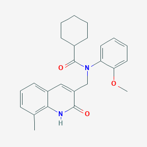 molecular formula C25H28N2O3 B7686913 N-((2-hydroxy-8-methylquinolin-3-yl)methyl)-N-(2-methoxyphenyl)cyclohexanecarboxamide 