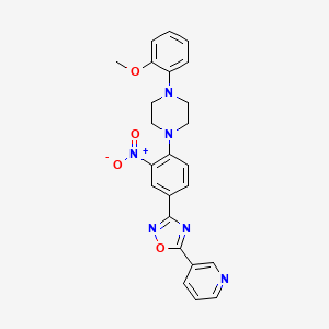 molecular formula C24H22N6O4 B7686918 3-(4-(4-(2-methoxyphenyl)piperazin-1-yl)-3-nitrophenyl)-5-(pyridin-3-yl)-1,2,4-oxadiazole 