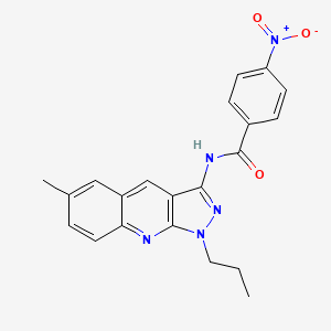 molecular formula C21H19N5O3 B7686932 N-(6-methyl-1-propyl-1H-pyrazolo[3,4-b]quinolin-3-yl)-4-nitrobenzamide 