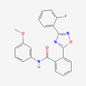 molecular formula C22H16FN3O3 B7686934 2-(3-(2-fluorophenyl)-1,2,4-oxadiazol-5-yl)-N-(3-methoxyphenyl)benzamide 