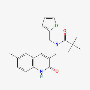 molecular formula C21H24N2O3 B7686942 N-(furan-2-ylmethyl)-N-((2-hydroxy-6-methylquinolin-3-yl)methyl)pivalamide 
