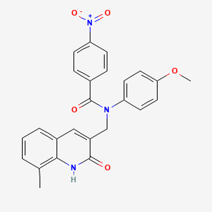 molecular formula C25H21N3O5 B7686968 N-((2-hydroxy-8-methylquinolin-3-yl)methyl)-N-(4-methoxyphenyl)-4-nitrobenzamide 
