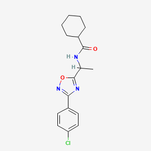 molecular formula C17H20ClN3O2 B7686999 N-(1-(3-(4-chlorophenyl)-1,2,4-oxadiazol-5-yl)ethyl)cyclohexanecarboxamide 