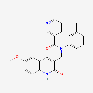 molecular formula C24H21N3O3 B7687013 N-((2-hydroxy-6-methoxyquinolin-3-yl)methyl)-N-(m-tolyl)nicotinamide CAS No. 674306-42-4