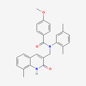 molecular formula C27H26N2O3 B7687021 N-(2,5-dimethylphenyl)-N-((2-hydroxy-8-methylquinolin-3-yl)methyl)-4-methoxybenzamide 