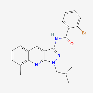 molecular formula C22H21BrN4O B7687035 2-bromo-N-(1-isobutyl-8-methyl-1H-pyrazolo[3,4-b]quinolin-3-yl)benzamide 
