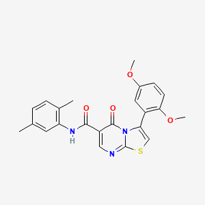 molecular formula C23H21N3O4S B7687058 N-(2-methoxyethyl)-5-oxo-3-phenyl-5H-[1,3]thiazolo[3,2-a]pyrimidine-6-carboxamide 