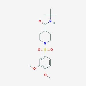 molecular formula C18H28N2O5S B7687067 N-(tert-butyl)-1-((3,4-dimethoxyphenyl)sulfonyl)piperidine-4-carboxamide 