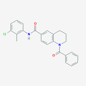 molecular formula C24H21ClN2O2 B7687096 1-benzoyl-N-pentyl-1,2,3,4-tetrahydroquinoline-6-carboxamide 