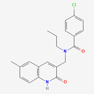 molecular formula C21H21ClN2O2 B7687098 4-chloro-N-((2-hydroxy-6-methylquinolin-3-yl)methyl)-N-propylbenzamide 
