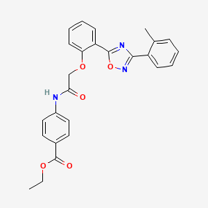 molecular formula C26H23N3O5 B7687112 ethyl 4-(2-(2-(3-(o-tolyl)-1,2,4-oxadiazol-5-yl)phenoxy)acetamido)benzoate 