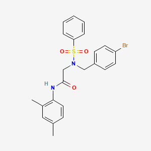 molecular formula C23H23BrN2O3S B7687117 2-{N-[(4-bromophenyl)methyl]benzenesulfonamido}-N-(2,5-dimethylphenyl)acetamide 