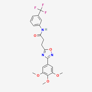 molecular formula C21H20F3N3O5 B7687124 N-(3-(trifluoromethyl)phenyl)-3-(3-(3,4,5-trimethoxyphenyl)-1,2,4-oxadiazol-5-yl)propanamide 