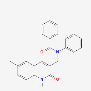 molecular formula C25H22N2O2 B7687138 N-((2-hydroxy-6-methylquinolin-3-yl)methyl)-4-methyl-N-phenylbenzamide 