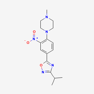molecular formula C16H21N5O3 B7687161 3-isopropyl-5-(4-(4-methylpiperazin-1-yl)-3-nitrophenyl)-1,2,4-oxadiazole 