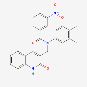N-(3,4-dimethylphenyl)-N-((2-hydroxy-8-methylquinolin-3-yl)methyl)-3-nitrobenzamide