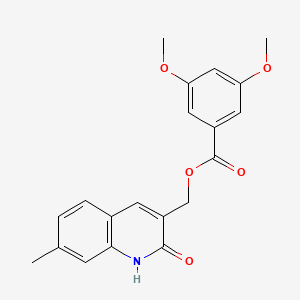molecular formula C20H19NO5 B7687172 (2-hydroxy-7-methylquinolin-3-yl)methyl 3,5-dimethoxybenzoate 