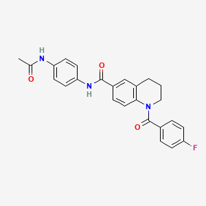 molecular formula C25H22FN3O3 B7687197 1-(4-fluorobenzoyl)-N-[4-(trifluoromethyl)phenyl]-1,2,3,4-tetrahydroquinoline-6-carboxamide 