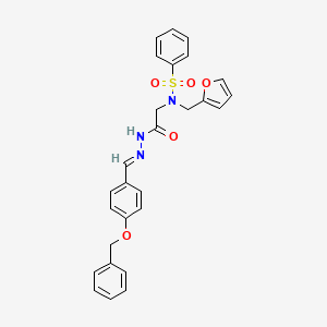 (E)-N-(2-(2-(4-(benzyloxy)benzylidene)hydrazinyl)-2-oxoethyl)-N-(furan-2-ylmethyl)benzenesulfonamide