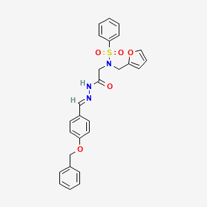 molecular formula C27H25N3O5S B7687217 (E)-N-(2-(2-(4-(benzyloxy)benzylidene)hydrazinyl)-2-oxoethyl)-N-(furan-2-ylmethyl)benzenesulfonamide 