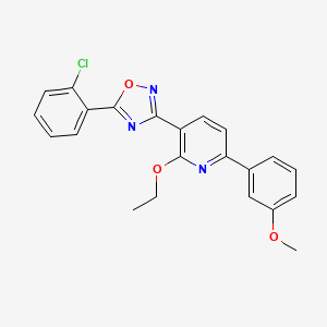 molecular formula C22H18ClN3O3 B7687229 5-(2-chlorophenyl)-3-(2-ethoxy-6-(3-methoxyphenyl)pyridin-3-yl)-1,2,4-oxadiazole 
