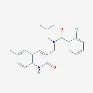 molecular formula C22H23ClN2O2 B7687271 2-chloro-N-((2-hydroxy-6-methylquinolin-3-yl)methyl)-N-isobutylbenzamide 