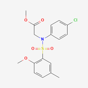 molecular formula C17H18ClNO5S B7687278 Methyl 2-(N-(4-chlorophenyl)-2-methoxy-5-methylphenylsulfonamido)acetate CAS No. 839693-60-6